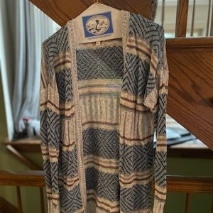 Size medium Hippie Rose blue gray pink off-white cardigan